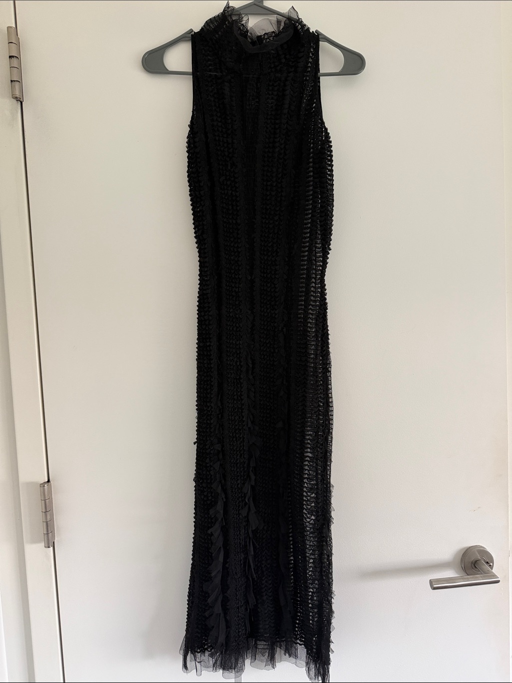 Roberta Einer Black Textured Midi Dress With High Neck